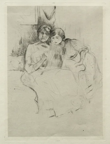 The Drawing Lesson (Berthe Morisot Drawing with Her Daughter) by Berthe Morisot, print, 1889