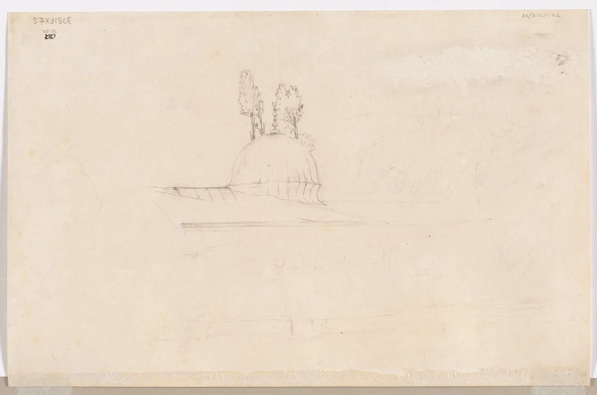 Sketch for Pavilion Near a Mosque (verso) by Félix Ziem, drawing, 1821-1911