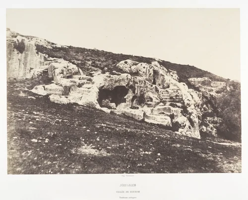 Jérusalem, Vallée de Hinnom, Tombeaux antiques by Auguste Salzmann, photograph, 1854-1859