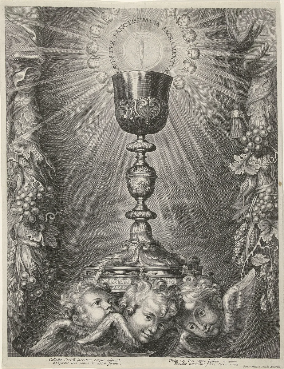 Miskelk met hostie by anonymous, print, 1600-1699