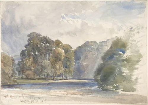 On the Wharfe, Bolton Abbey by William Callow, drawing, 1858