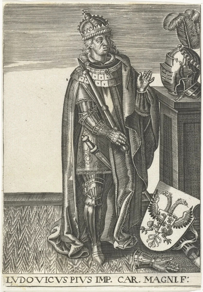 Portret van Lodewijk de Vrome by anonymous, print, 1600