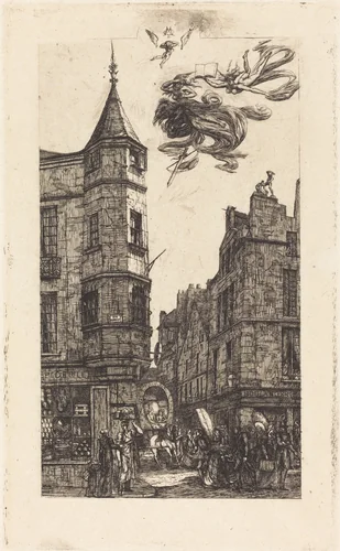 Tourelle, Rue de l'École de Médecine, 22, Paris (House with a Turret, No. 22, Street of the School of Medecine, Paris) by Charles Meryon, print, 1861