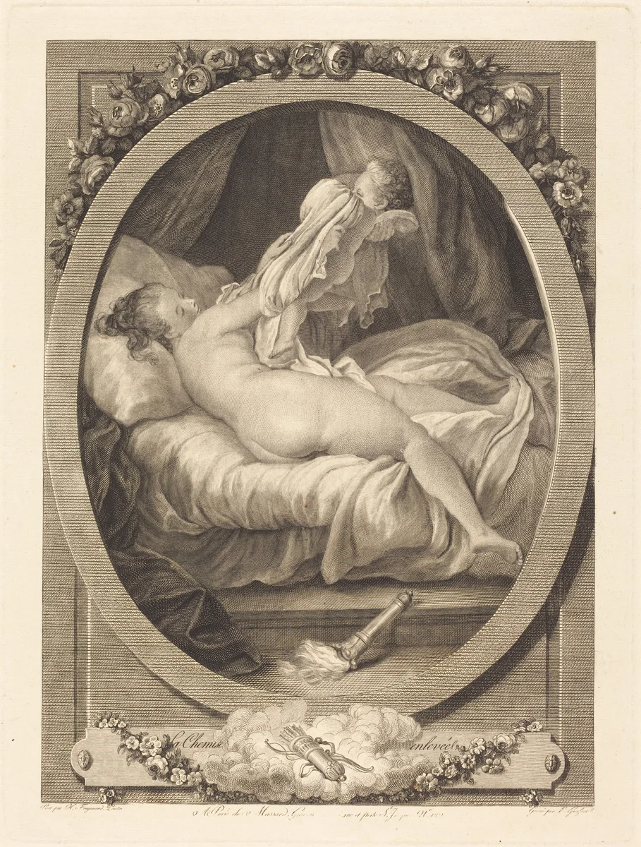 La Chemise enlevée by Jean Honoré Fragonard, print, 1782