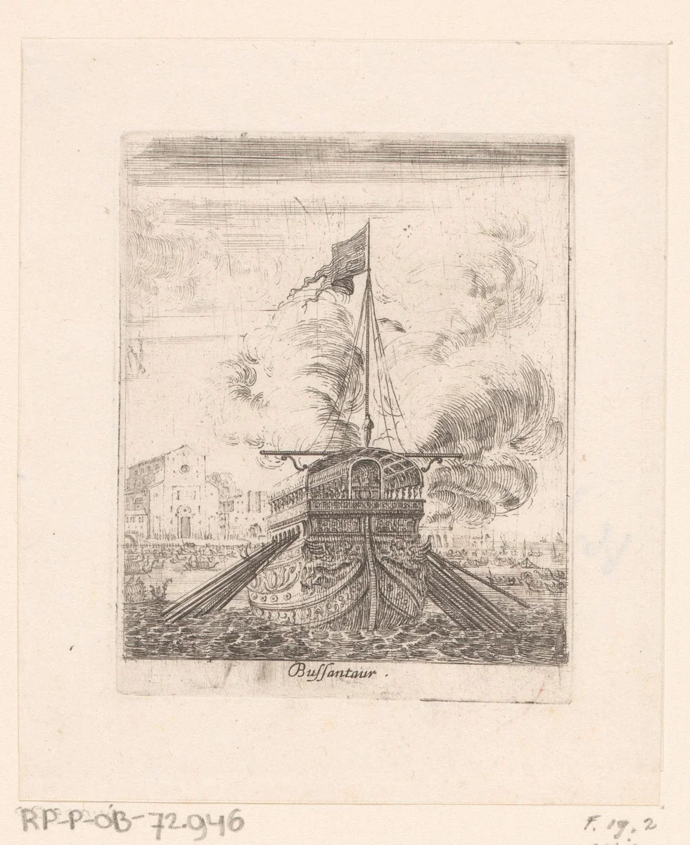 Gezicht het schip de Bucentaur van Venetië by anonymous, print, 1631-1691