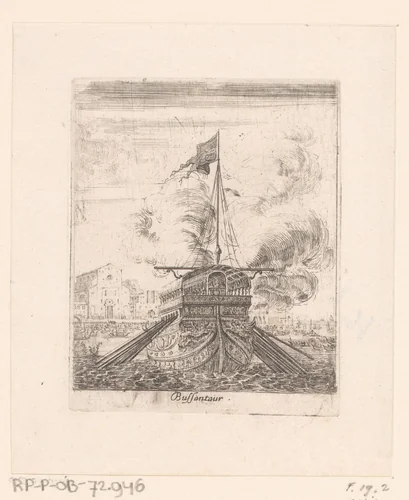 Gezicht het schip de Bucentaur van Venetië by anonymous, print, 1631-1691