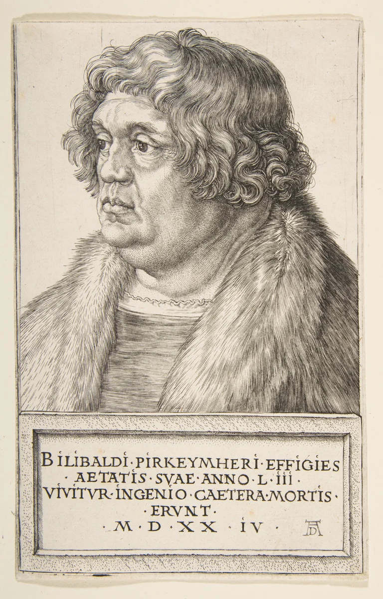 Willibald Pirckheimer by Albrecht Dürer, print, 1524