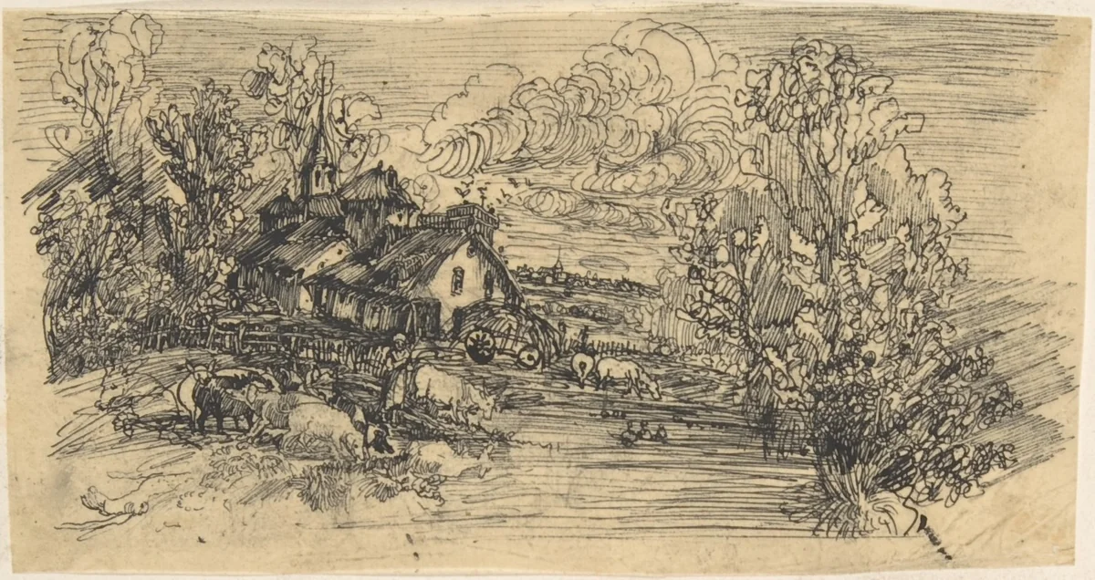 The Farm by Rodolphe Bresdin, drawing, 1822-1885