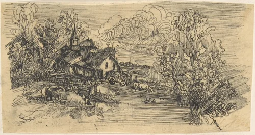 The Farm by Rodolphe Bresdin, drawing, 1822-1885