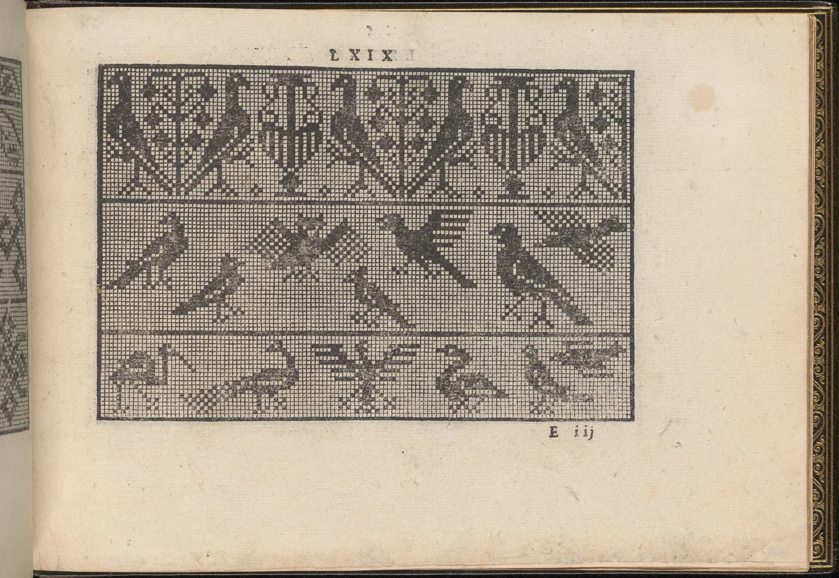 La Vera Perfettione del Disegno di varie sorti di recami, page 35 (recto) by Giovanni Ostaus, book, 1567