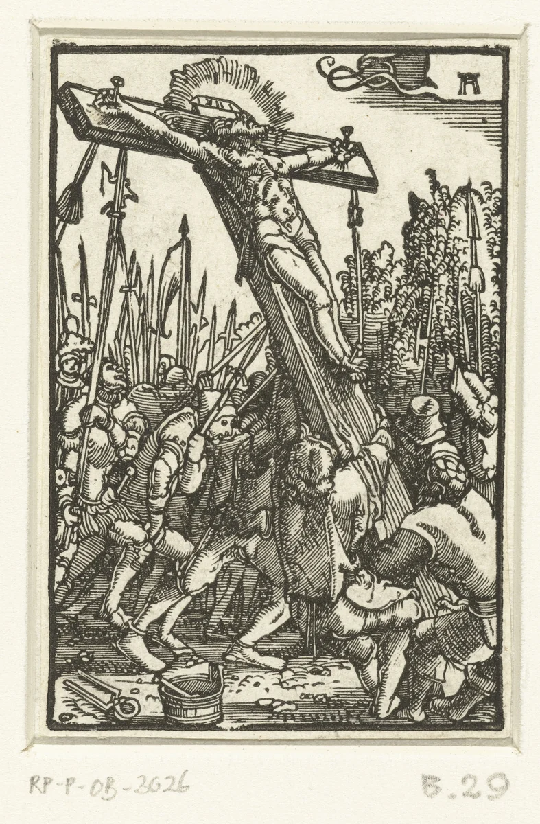 Oprichting van het kruis by Unknown, print, 1506-1538