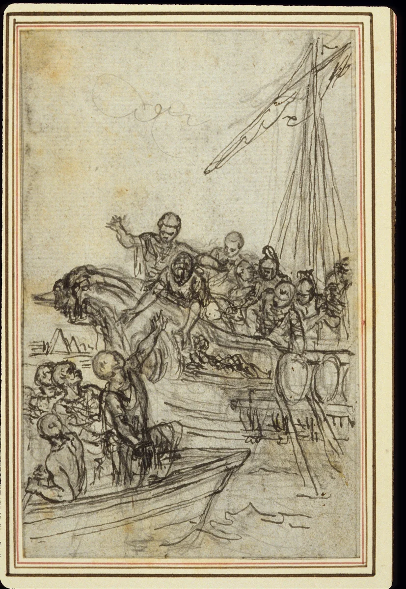 Study for Lucain's "La Pharsale", Canto VIII by Hubert François Gravelot, drawing, 1756-1773