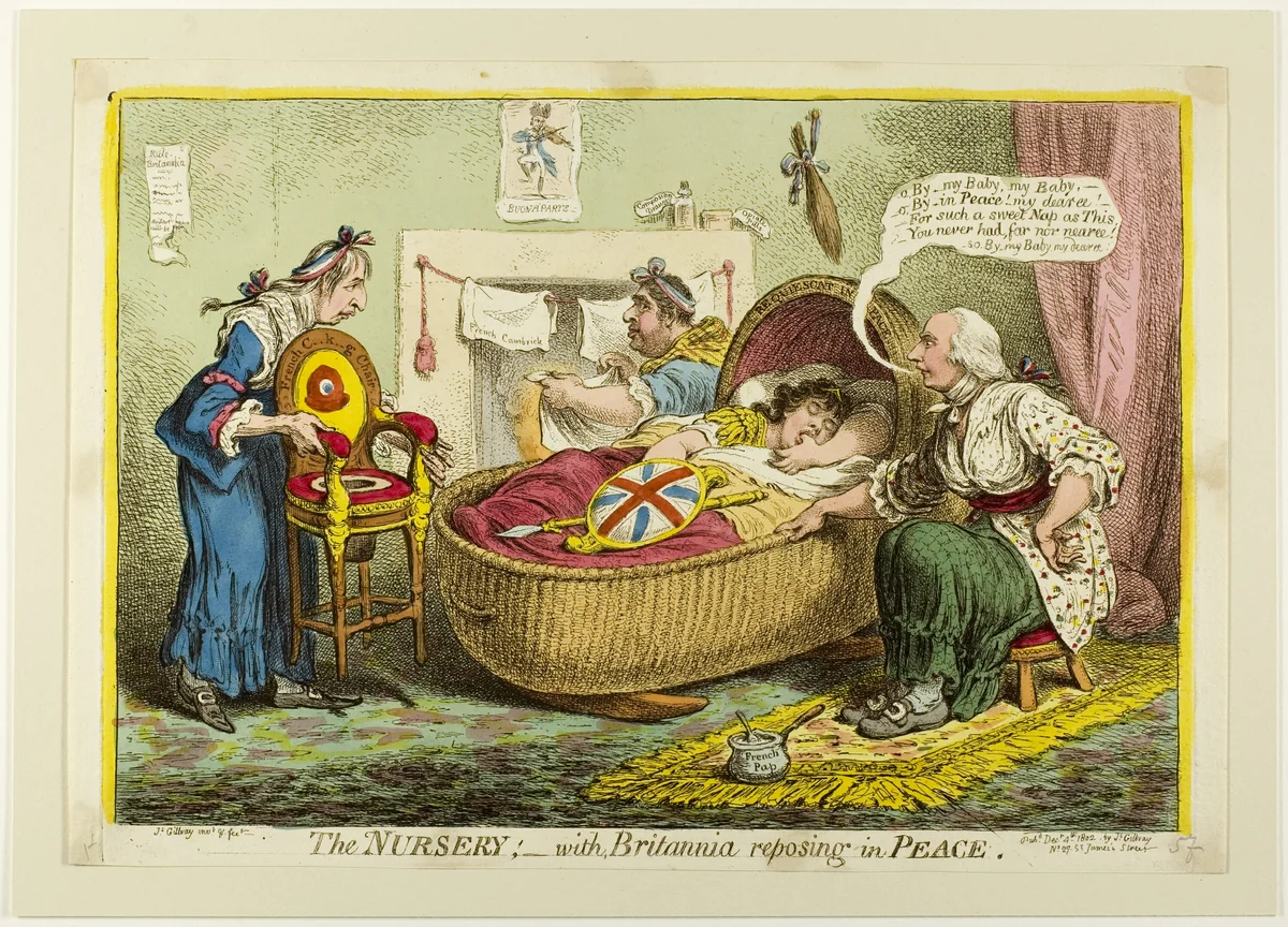 The Nursery, with Britannia Reposing in Peace by James Gillray, print, 1802