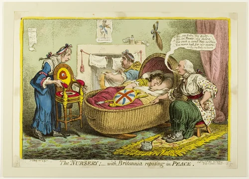 The Nursery, with Britannia Reposing in Peace by James Gillray, print, 1802