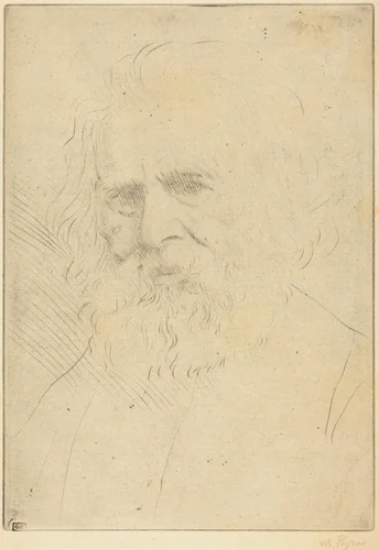 W.H. Longfellow, 1st plate by Alphonse Legros, print, 1837-1911