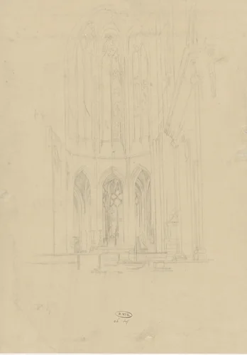 Schets van een kerkinterieur by Charles Emmanuel Serret, drawing, 1800-1900