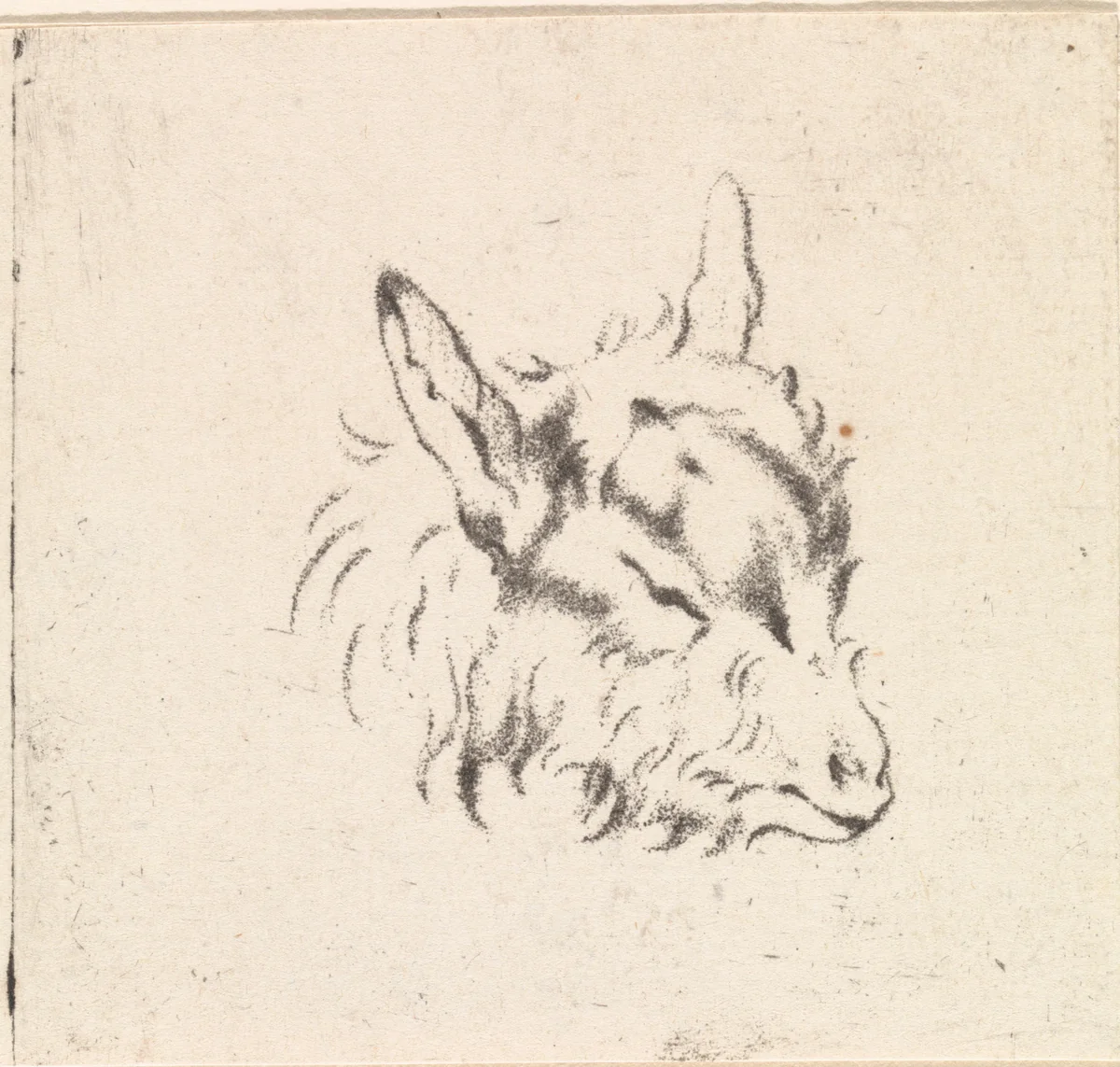 Tegenafdruk van geitenkop naar links by Pieter Janson, print, 1780-1851