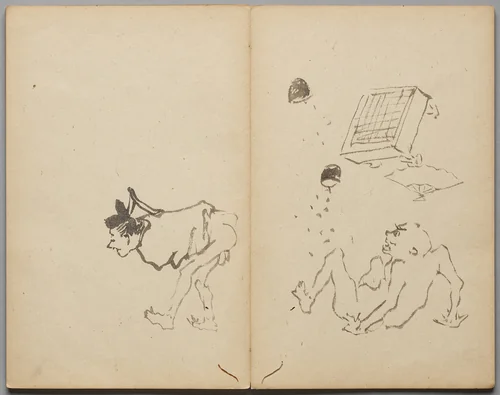 Farting Upsets a Game of Go from Sketch Album by Kawanabe Kyōsai (河鍋暁斎), book, 1855-1889