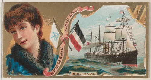 Steamship Trave, North German Lloyd Steamship Company, from the Ocean and River Steamers series (N83) for Duke brand cigarettes by W. Duke, Sons & Co., print, 1887