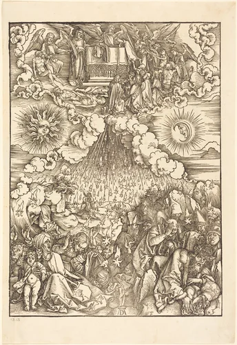 The Opening of the Fifth and Sixth Seal by Albrecht Dürer, print, 1498