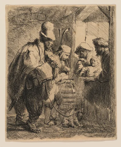 The Strolling Musicians by Rembrandt van Rijn, print, 1630-1640