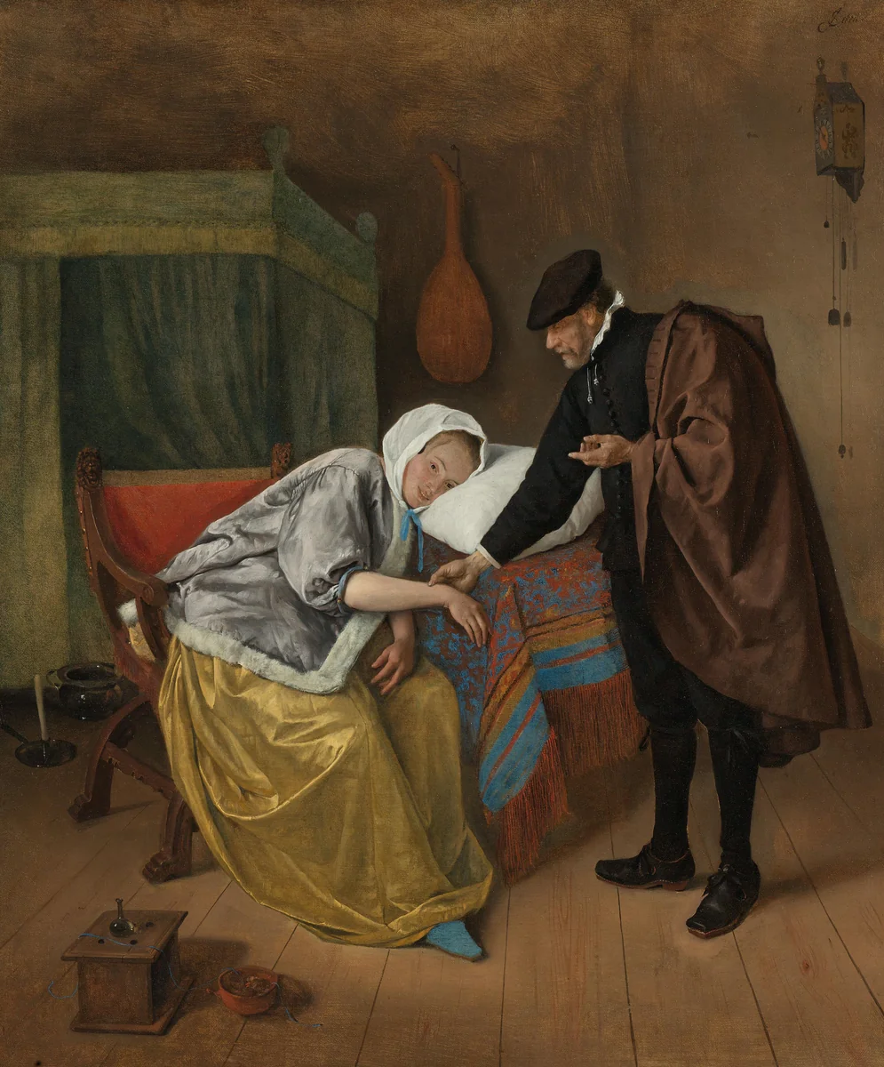 The Sick Woman by Jan Steen, painting, 1663-1666