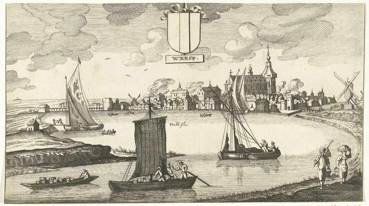 Gezicht op Weesp by Gaspar Bouttats, print, 1679