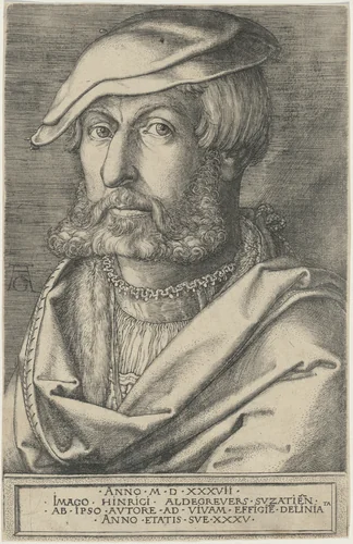 Self-Portrait by Heinrich Aldegrever, print, 1537