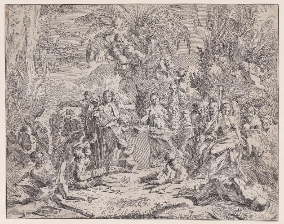 An allegory of painting by François Collignon, print, 1630-1680
