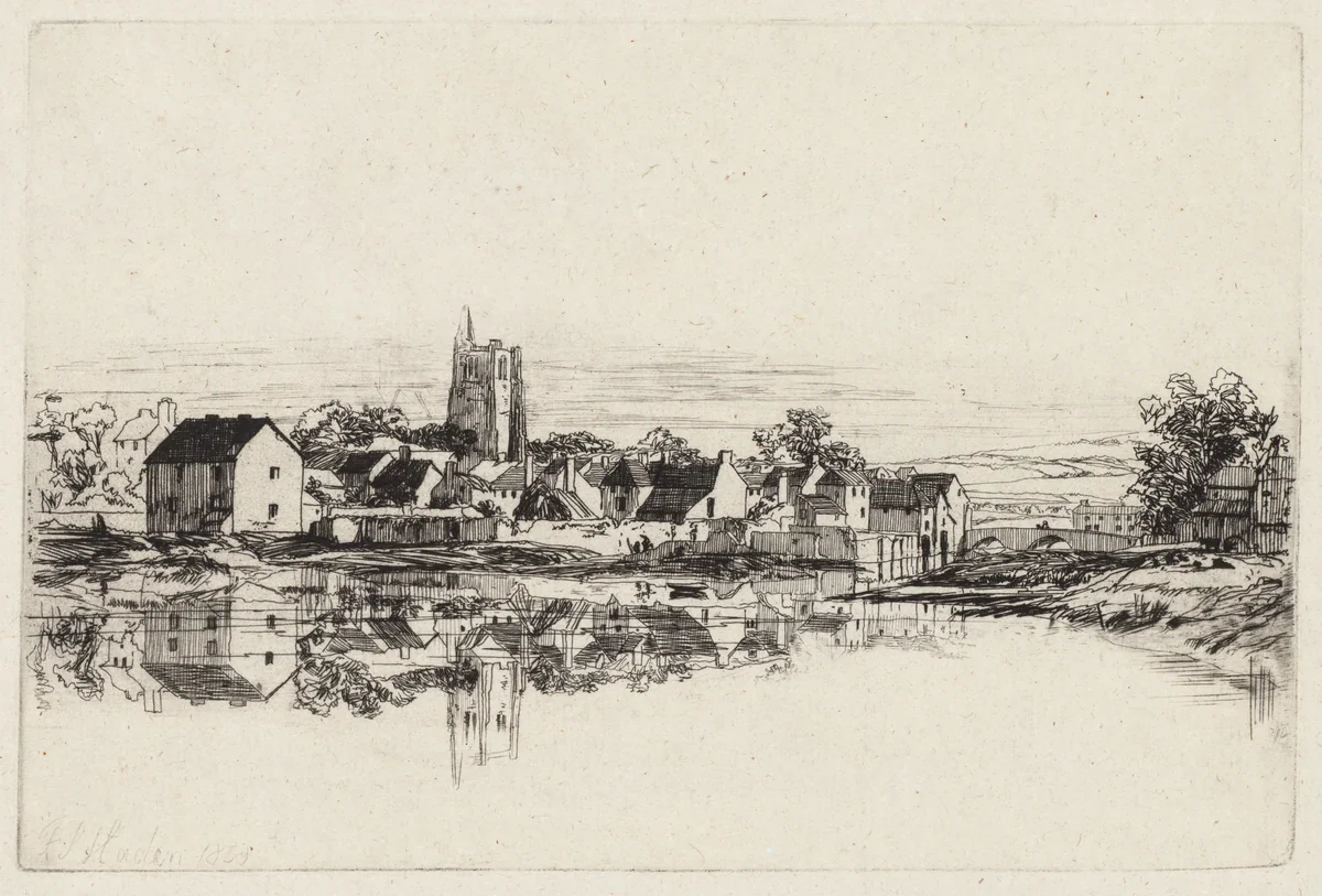 Kidwelly Town by Francis Seymour-Haden, print, 1859