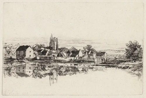 Kidwelly Town by Francis Seymour-Haden, print, 1859
