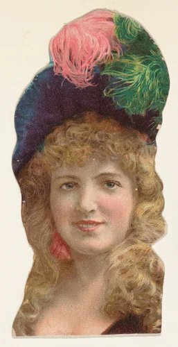 Actress wearing hat with pink and green feathers, from Stars of the Stage, Fourth Series (N132) issued by Duke Sons & Co. to promote Honest Long Cut Tobacco by W. Duke, Sons & Co., print, 1892-1893