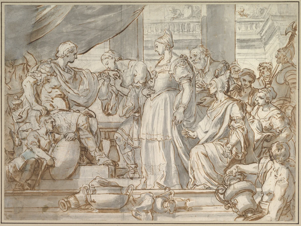 The Continence of Scipio by Francesco Solimena, drawing, 1657-1747