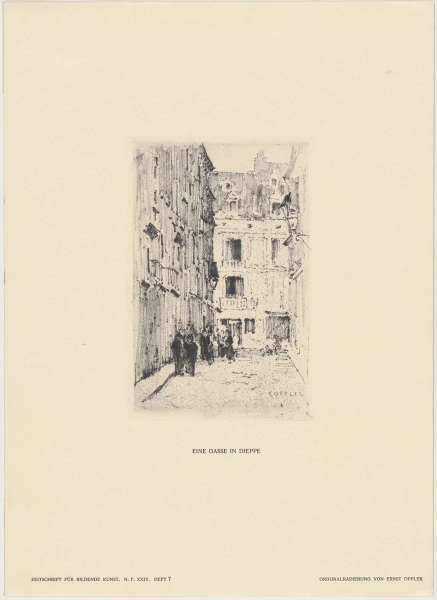 A Street in Dieppe by Ernst Oppler, print, 1880-1923