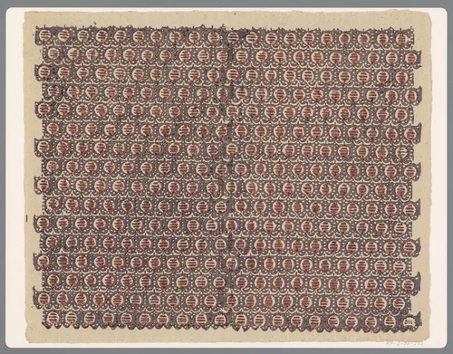 Blad met banenpatroon met uitgespaarde motieven by anonymous, print, 1750-1900