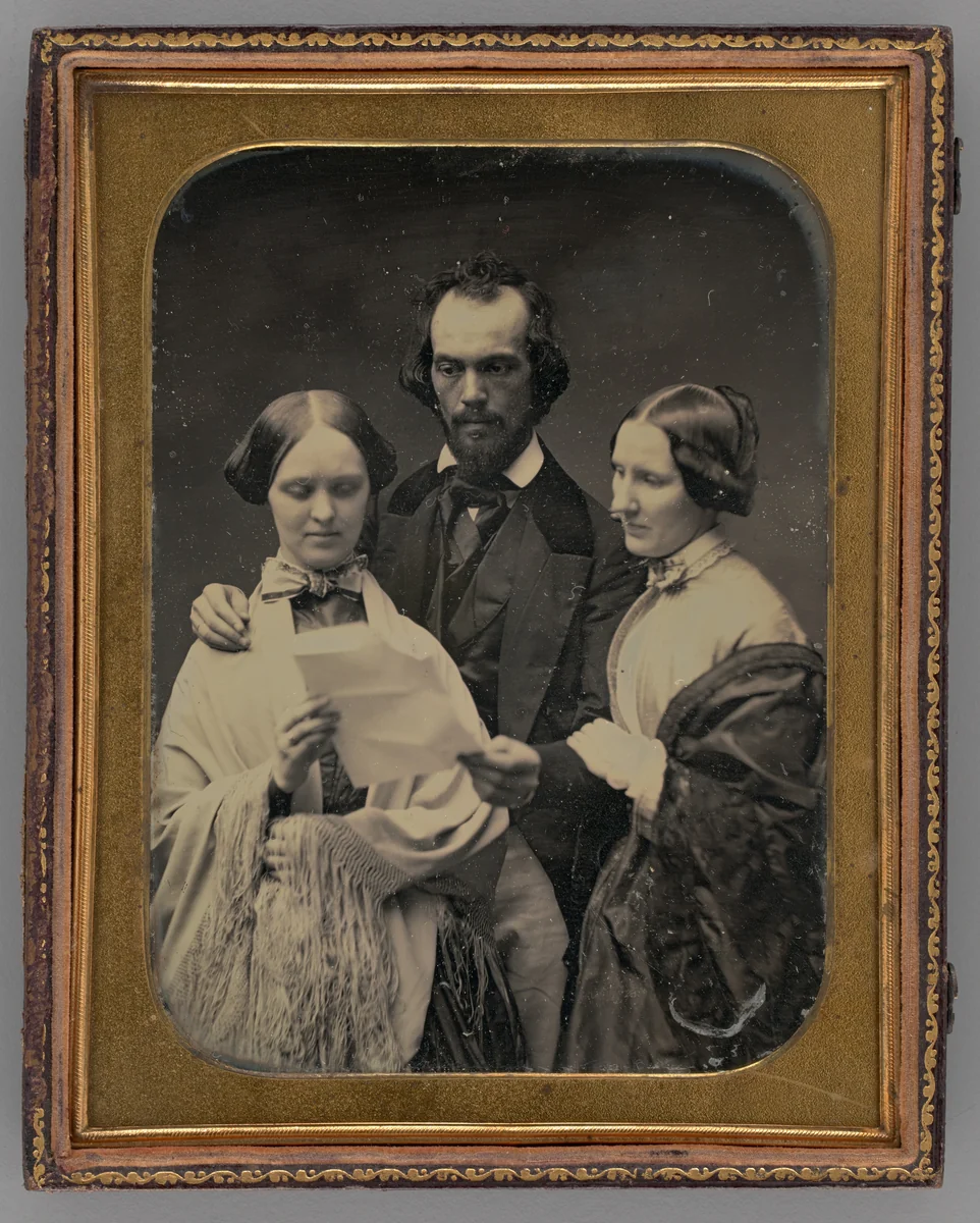 Untitled (Portrait of Two Women and One Man) by Unknown maker, other, 1855