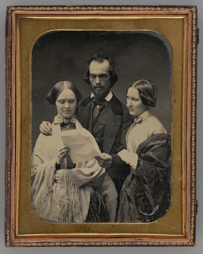 Untitled (Portrait of Two Women and One Man) by Unknown maker, other, 1855