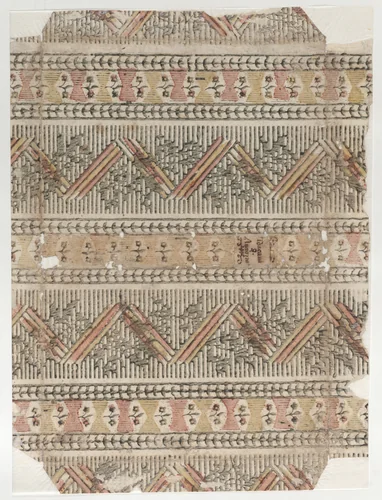 Book cover with stripe, geometric, and floral pattern by anonymous, print, 1700-1800