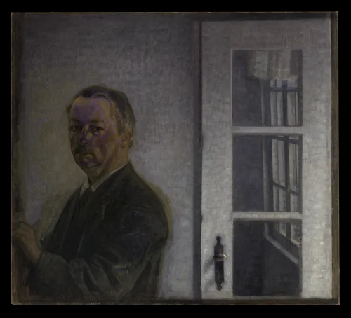 Self-Portrait at Spurveskjul by Vilhelm Hammershøi, painting, 1911