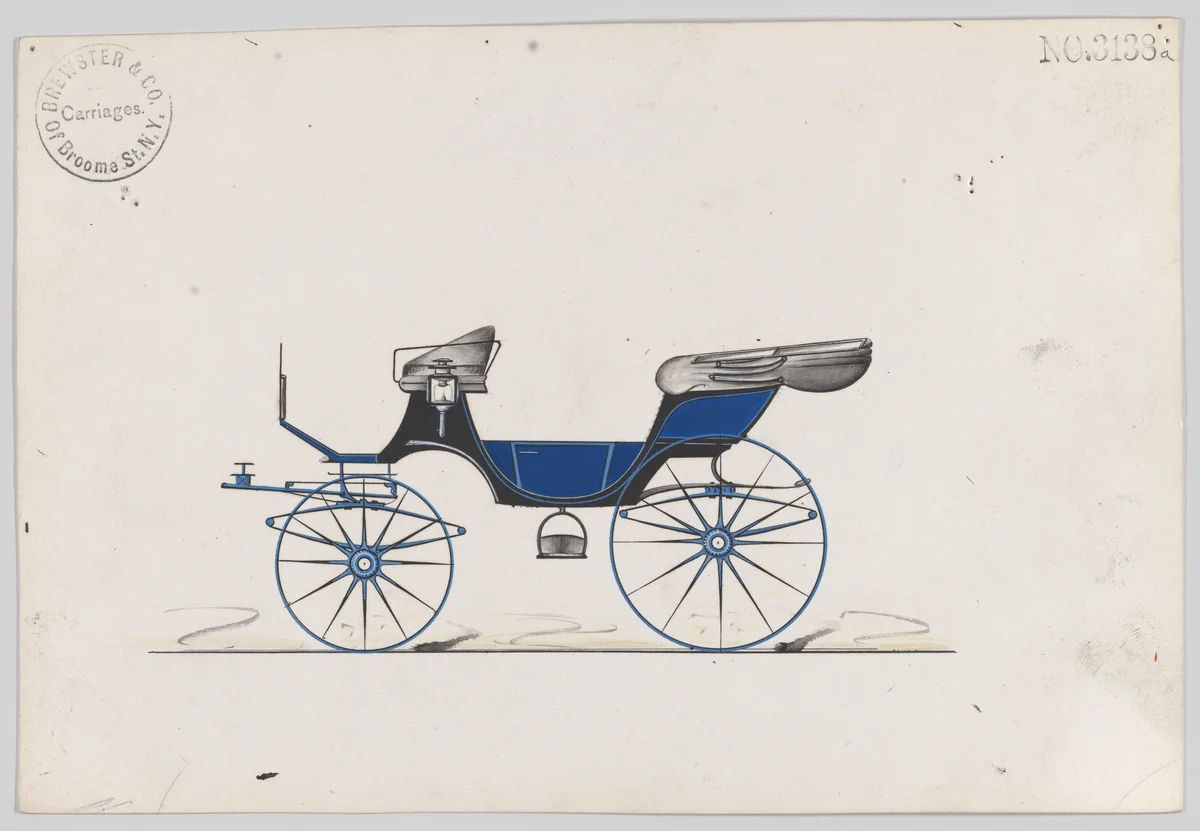 Design for Cabriolet, no. 3138a by Brewster & Co., drawing, 1875