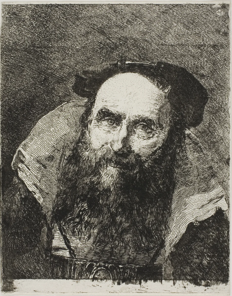 Smiling Old Man by Giovanni Domenico Tiepolo, print, 1770