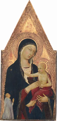 Madonna and Child with Donor by Lippo Memmi, painting, 1325-1330