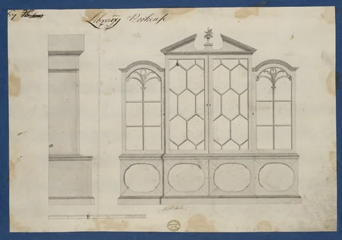Library Bookcase, from Chippendale Drawings, Vol. II by Thomas Chippendale, drawing, 1753
