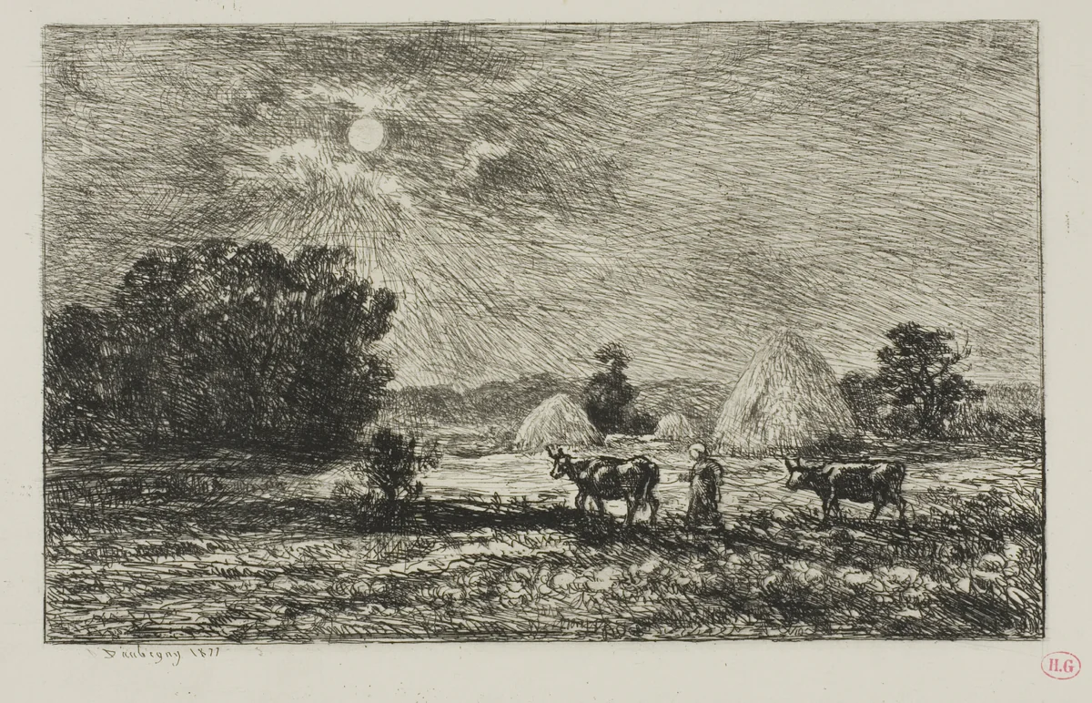 Moonlight in Valmondois by Charles-François Daubigny, print, 1877