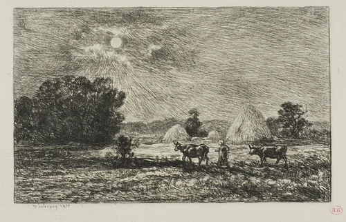 Moonlight in Valmondois by Charles-François Daubigny, print, 1877