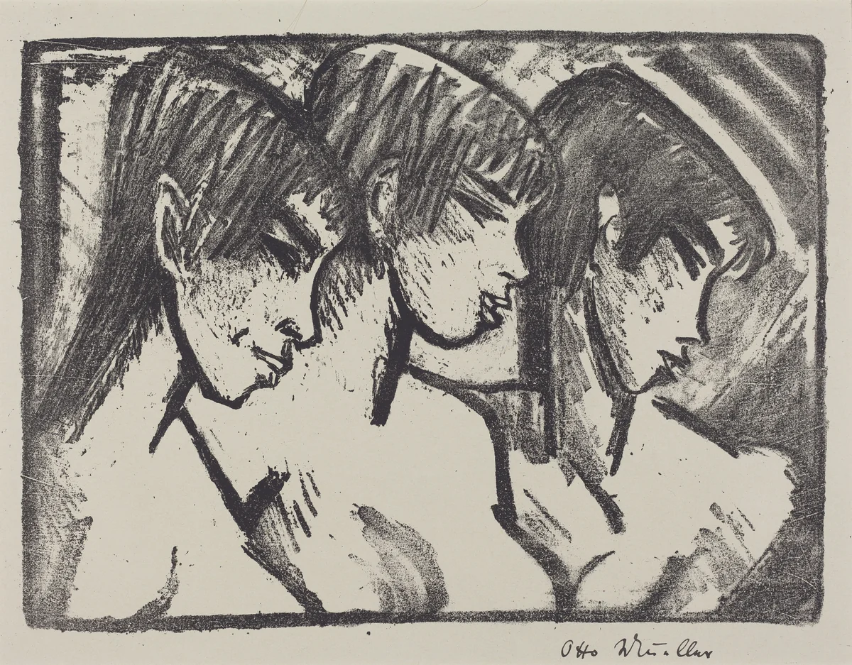 Three Girls in Profile (Drei Madchen im Profile) by Otto Mueller, print, 1921