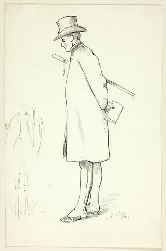 Study for Figure in Episcopal Visitation by Henry Stacy Marks, drawing, 1849-1898