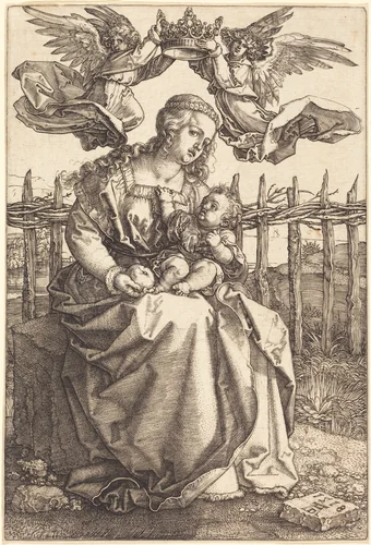 The Virgin and Child Crowned by Two Angels by Albrecht Dürer, print, 1518