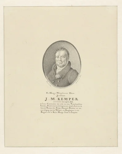 Portret van jonkheer J.M. Kemper by Abram van der Horn, drawing, 1792-1867