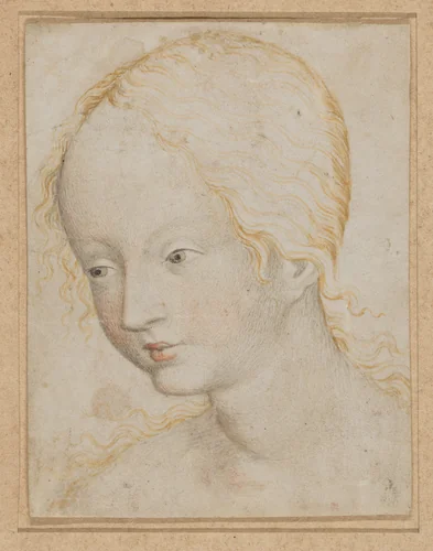 Head of a Woman by anonymous, drawing, 1400-1415